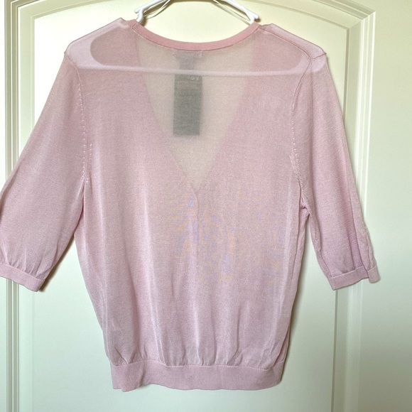 NWT H&M Conscious Fine-knit Cardigan Womens L pink cropped Ballet Core Sheer - Picture 2 of 7